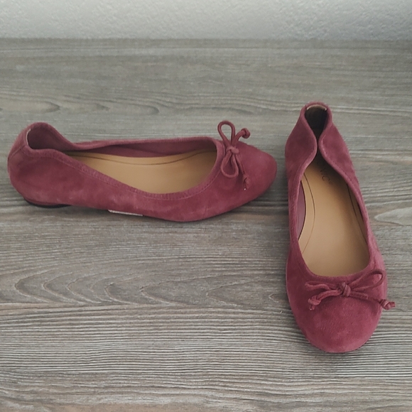 New Vionic " Callisto " Wine Suede Leather Ballet Flats 7 Arch Support Maroon - Picture 1 of 15